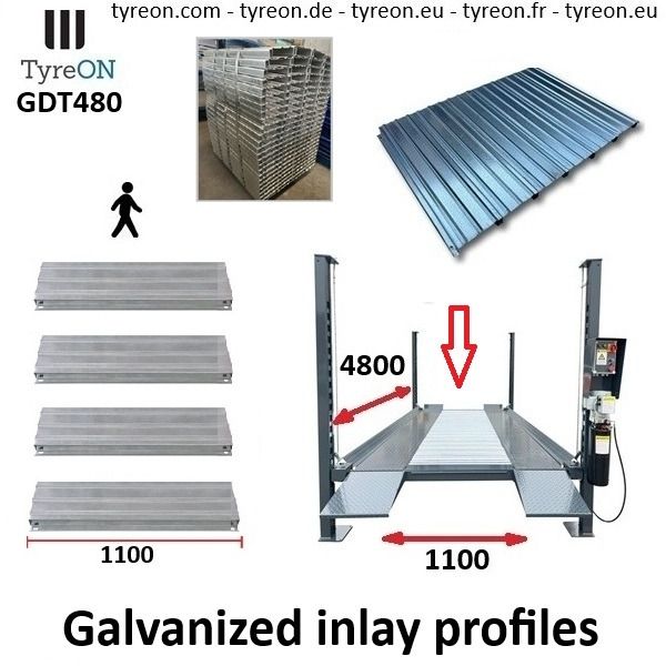 GIP480 set of galvanized steel insert profiles for collecting oil, liquid, and dirt - Walkable and load-bearing - Dimensions 480 x 110 cm - Elevador de coches: foto 1 GIP480 set of galvanized steel insert profiles for collecting oil, liquid, and dirt - Walkable and load-bearing - Dimensions 480 x 110 cm - Elevador de coches: foto 1