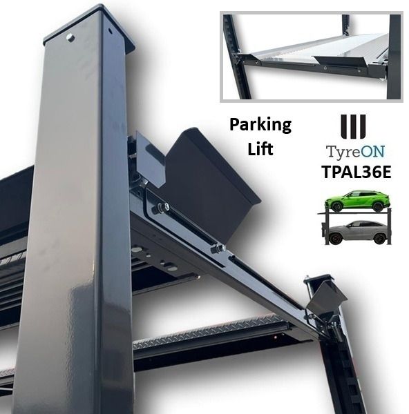 TPAL36E 4 post parking lift- 3.6T - Liftingheight 222 cm - 480 cm runways - Electric release - For indoor and outdoor use - 230V - Park 2 vehicles on top of each - Elevador de coches: foto 3 TPAL36E 4 post parking lift- 3.6T - Liftingheight 222 cm - 480 cm runways - Electric release - For indoor and outdoor use - 230V - Park 2 vehicles on top of each - Elevador de coches: foto 3