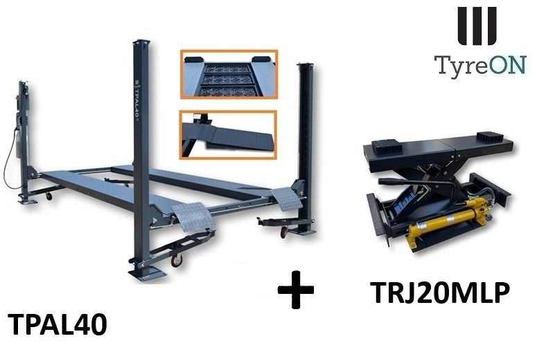 TPAL40 4T mobile hobby 4 post car lift + TRJ20MLP 2T hydraulic axle jack - Elevador de coches: foto 1 TPAL40 4T mobile hobby 4 post car lift + TRJ20MLP 2T hydraulic axle jack - Elevador de coches: foto 1
