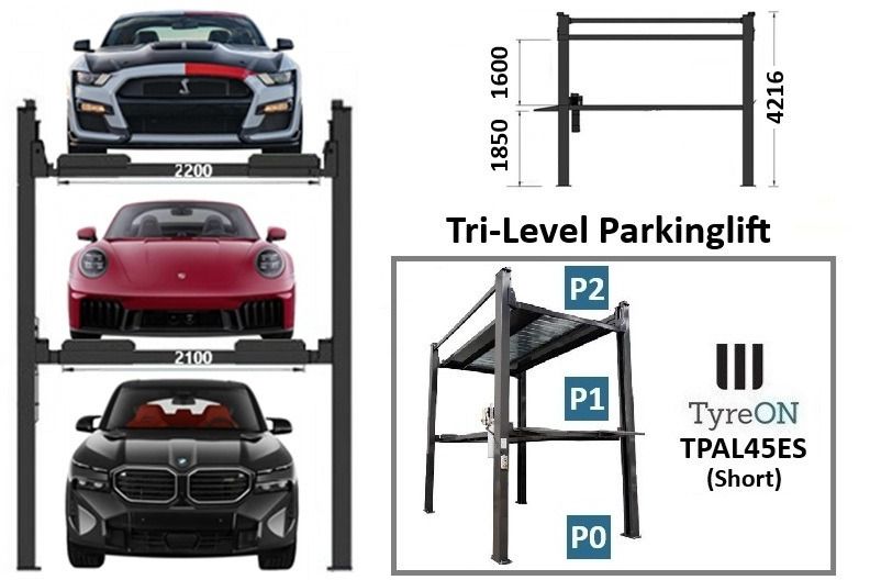 TPAL45ES (short) 4 post car stacker lift - Three level parking lift 3 cars on each- Electrically unlocked - Close fitting platforms - 15 cm ramp height - Autostacker 2500 / 2000kg - Column heig - Elevador de coches: foto 1 TPAL45ES (short) 4 post car stacker lift - Three level parking lift 3 cars on each- Electrically unlocked - Close fitting platforms - 15 cm ramp height - Autostacker 2500 / 2000kg - Column heig - Elevador de coches: foto 1