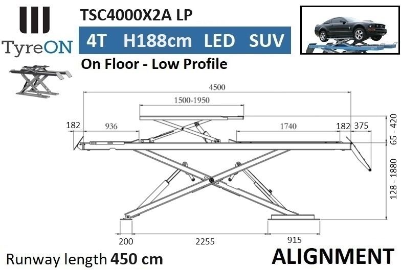 TSC4000X2A LP wheel alignment lift - On floor - Free wheel lifting system - 4.5 m lightened runways (65 cm wide) - Low profile - IR synchronization monitoring - 4T - Elevador de coches: foto 4 TSC4000X2A LP wheel alignment lift - On floor - Free wheel lifting system - 4.5 m lightened runways (65 cm wide) - Low profile - IR synchronization monitoring - 4T - Elevador de coches: foto 4