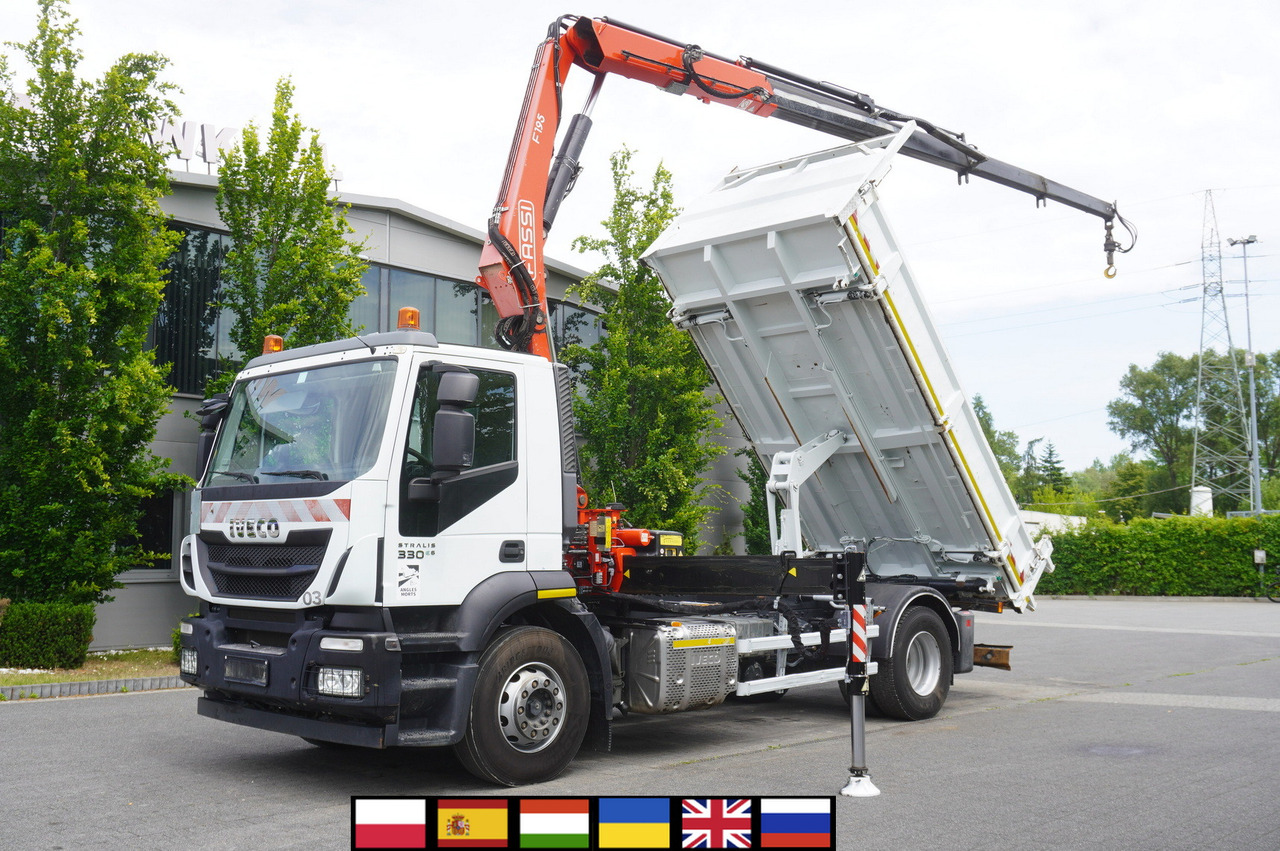 IVECO STRALIS 330 E6 / FASSI 195A 8.5 T / 3-side tipper - Volquete camión, Camión grúa: foto 1 IVECO STRALIS 330 E6 / FASSI 195A 8.5 T / 3-side tipper - Volquete camión, Camión grúa: foto 1