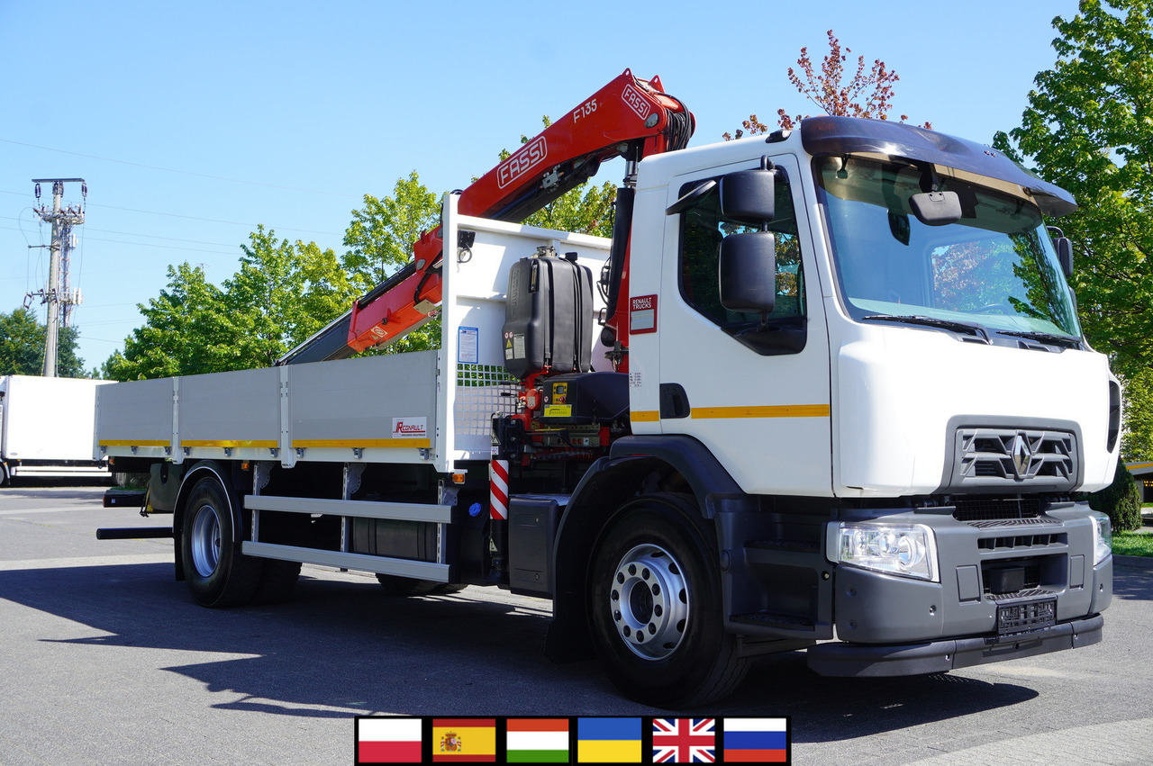 RENAULT C280 DTI 8 / FASSI crane 5.6 T / range 8 m / Flatbed 15 EPAL - Camión grúa: foto 1 RENAULT C280 DTI 8 / FASSI crane 5.6 T / range 8 m / Flatbed 15 EPAL - Camión grúa: foto 1