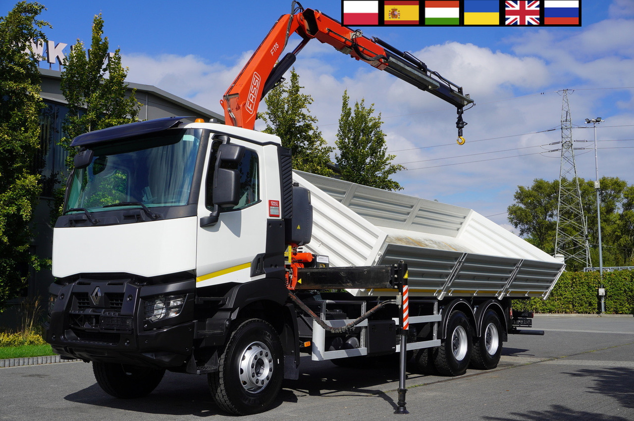 RENAULT K380 6×4 / FASSI F175 crane 7.85 t / 120 thousand km! / 2-sided tipper - Volquete camión, Camión grúa: foto 1 RENAULT K380 6×4 / FASSI F175 crane 7.85 t / 120 thousand km! / 2-sided tipper - Volquete camión, Camión grúa: foto 1
