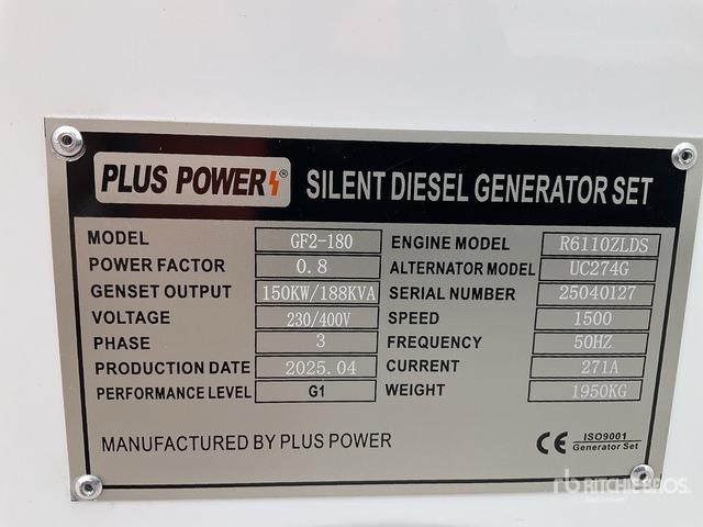 2025 Plus Power GF2-180 180 kVA (Unused) Generator Set - Generador industriale: foto 1 2025 Plus Power GF2-180 180 kVA (Unused) Generator Set - Generador industriale: foto 1