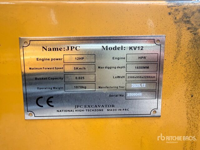 2025 JPC KV12 (Unused) Mini Excavator: <6.6t - Miniexcavadora: foto 5 2025 JPC KV12 (Unused) Mini Excavator: <6.6t - Miniexcavadora: foto 5