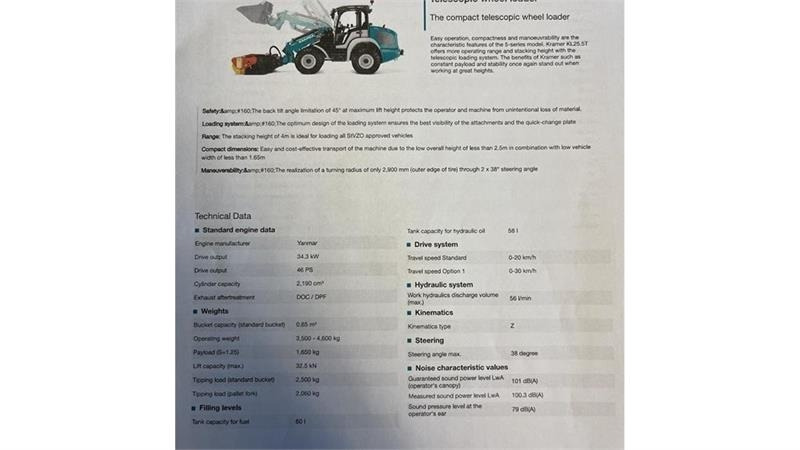 Cargadora de ruedas telescópica Kramer KL25.5T JULE/NYTÅRSTILBUD med Teleskoparm, så den: foto 23 Cargadora de ruedas telescópica Kramer KL25.5T JULE/NYTÅRSTILBUD med Teleskoparm, så den: foto 23
