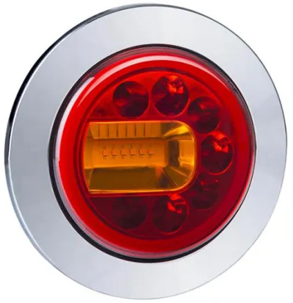 Luz/ Iluminación para Camión nuevo LAMPA ZESPOLONA TYLNA Z KOŁNIERZEM I METALIZOWANYM PIERŚCIENIEM 3-FUNKCYJNA (LED) POMARAŃCZOWO - CZERWONY 12/24V LEWA: foto 1
