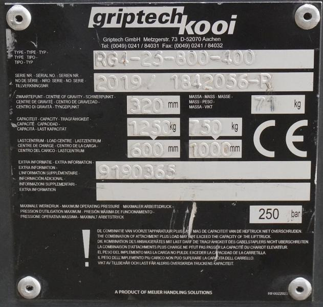 GRIPTECH Griptech RG 4 25 800/400 - Horquillas para Carretilla elevadora: foto 5 GRIPTECH Griptech RG 4 25 800/400 - Horquillas para Carretilla elevadora: foto 5