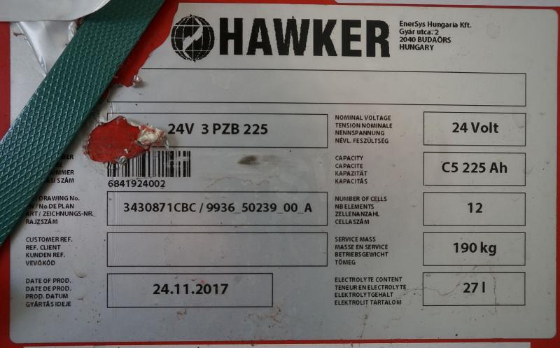 HAWKER 24 Volt 3 PzB 225 Ah - Acumulador para Equipo de manutención: foto 5 HAWKER 24 Volt 3 PzB 225 Ah - Acumulador para Equipo de manutención: foto 5