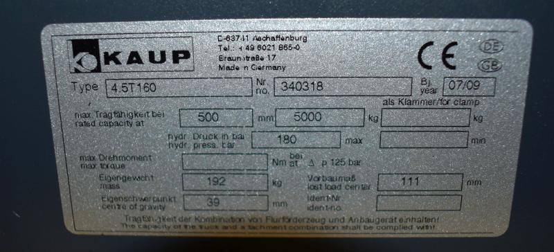 KAUP 4,5T160 B=1550 mm - Horquillas: foto 4 KAUP 4,5T160 B=1550 mm - Horquillas: foto 4