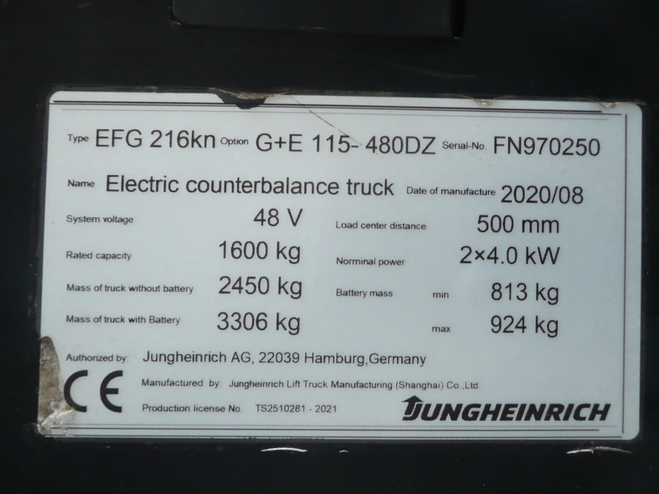 Carretilla elevadora eléctrica Jungheinrich EFG 216 kn 480 DZ: foto 11