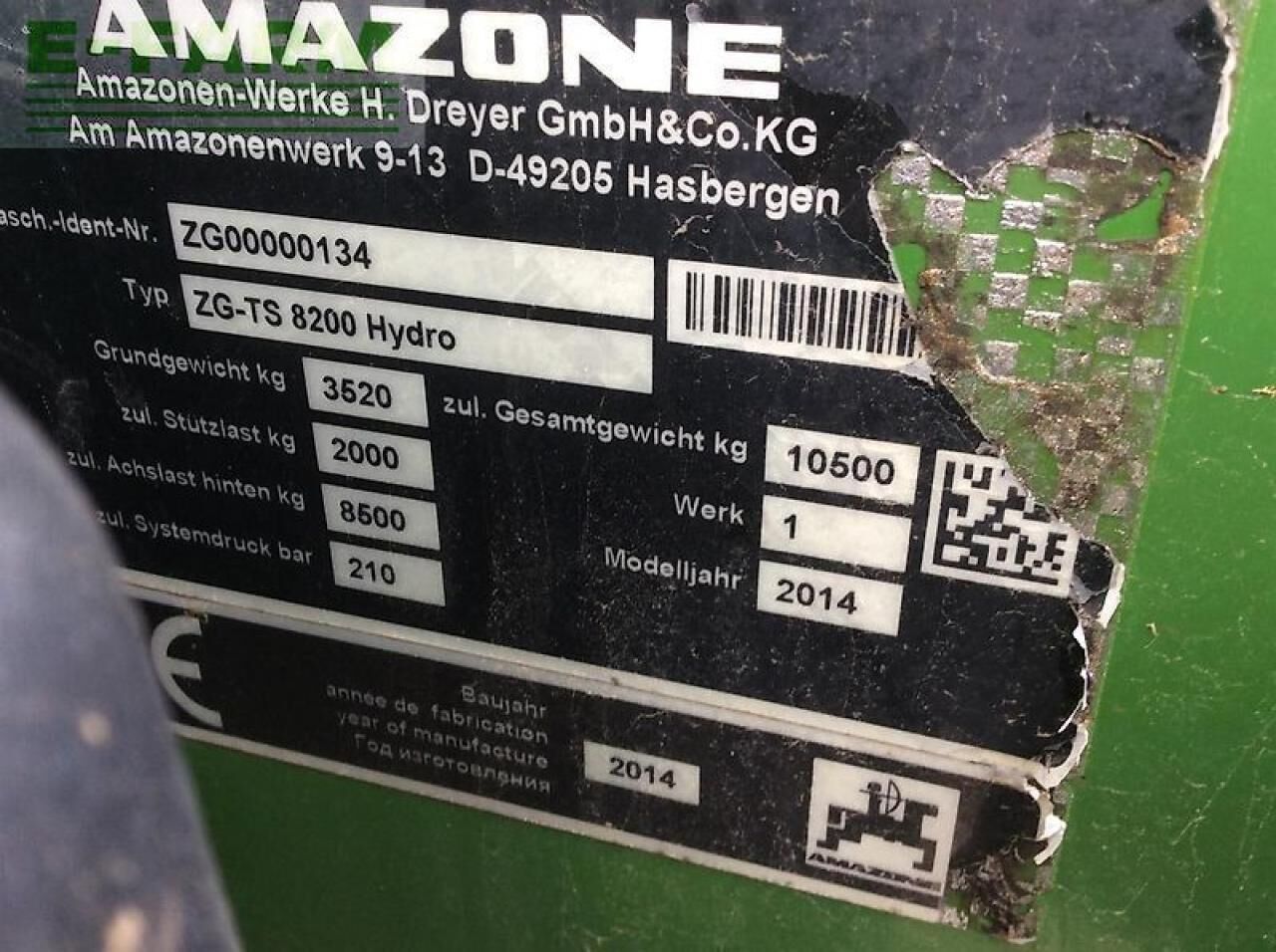Amazone zg-ts 8200 hydro - Esparcidor de fertilizantes: foto 5 Amazone zg-ts 8200 hydro - Esparcidor de fertilizantes: foto 5