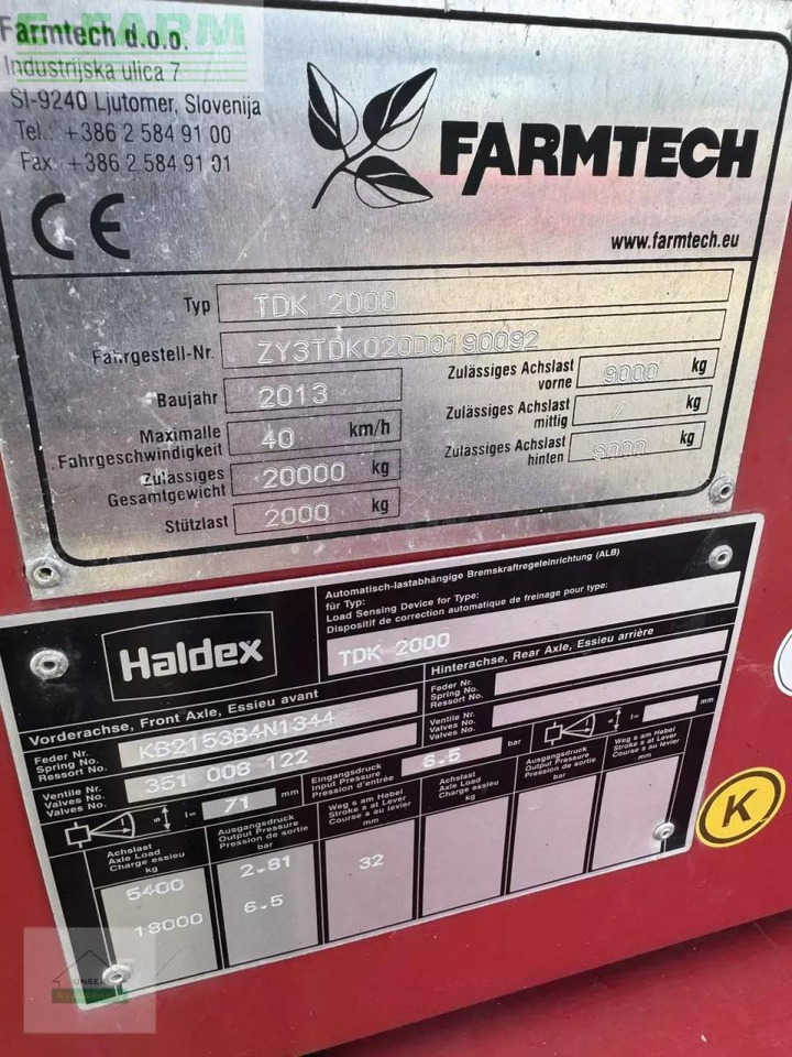 Farmtech 2000 - Remolque volquete agrícola: foto 4 Farmtech 2000 - Remolque volquete agrícola: foto 4