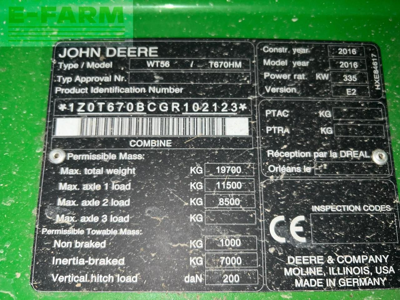 Cosechadora de granos John Deere T670: foto 11
