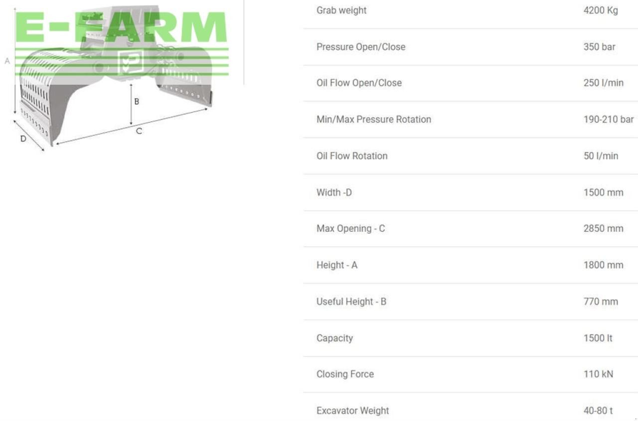 Hg45.80 - Pinza de manipulación para Maquinaria de construcción: foto 2 Hg45.80 - Pinza de manipulación para Maquinaria de construcción: foto 2