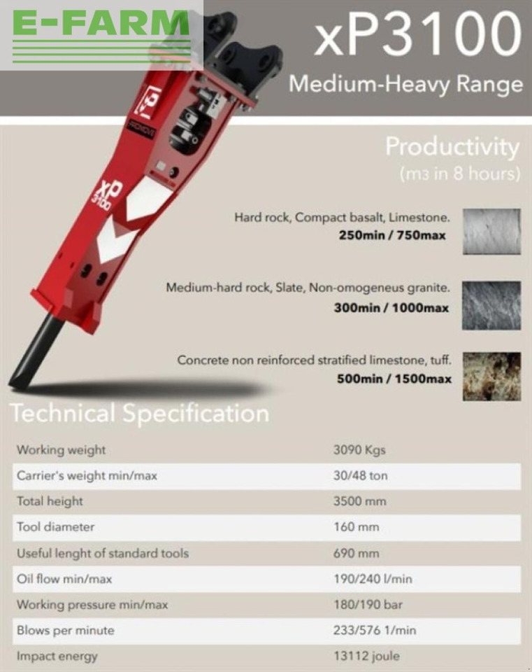 Xp3100 - Martillo hidráulico para Maquinaria de construcción: foto 2 Xp3100 - Martillo hidráulico para Maquinaria de construcción: foto 2