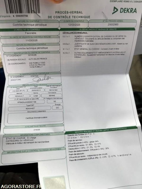 Volquete camión CAMION BENNE (TRI-BENNE) RENAULT S120 MIDLINER 1991 221000 KM: foto 16 Volquete camión CAMION BENNE (TRI-BENNE) RENAULT S120 MIDLINER 1991 221000 KM: foto 16