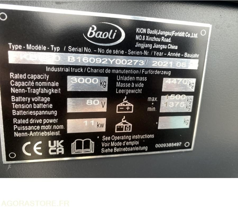 Chariot élévateur NEUF BAOLI KBE30N 3T ELECTRIQUE - Carretilla elevadora eléctrica: foto 3 Chariot élévateur NEUF BAOLI KBE30N 3T ELECTRIQUE - Carretilla elevadora eléctrica: foto 3