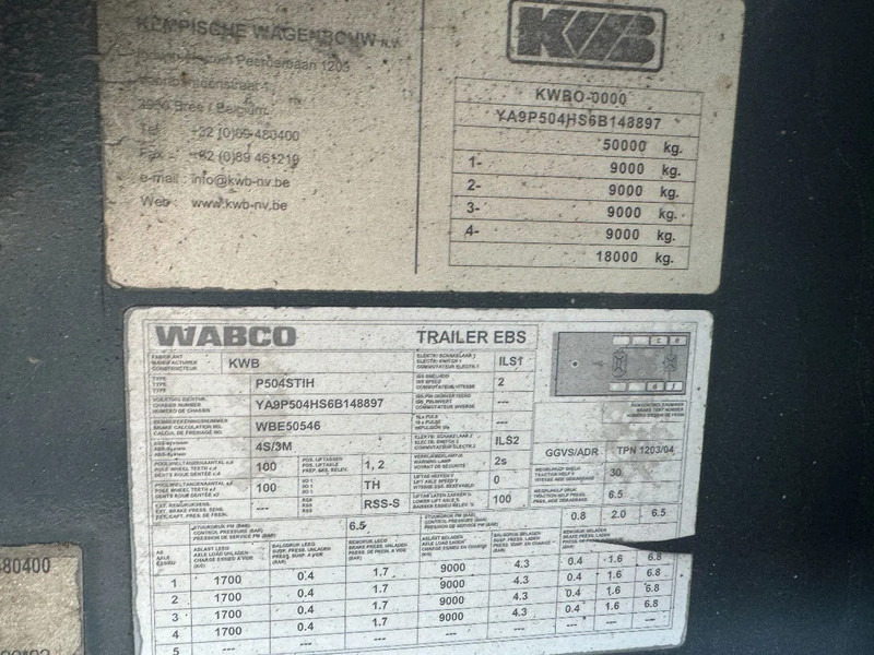 Kwb 2 LIFT + 2 STUURASSEN KENNIS 14000-2 R HYDRAULISCHE - Semirremolque plataforma/ Caja abierta: foto 4 Kwb 2 LIFT + 2 STUURASSEN KENNIS 14000-2 R HYDRAULISCHE - Semirremolque plataforma/ Caja abierta: foto 4