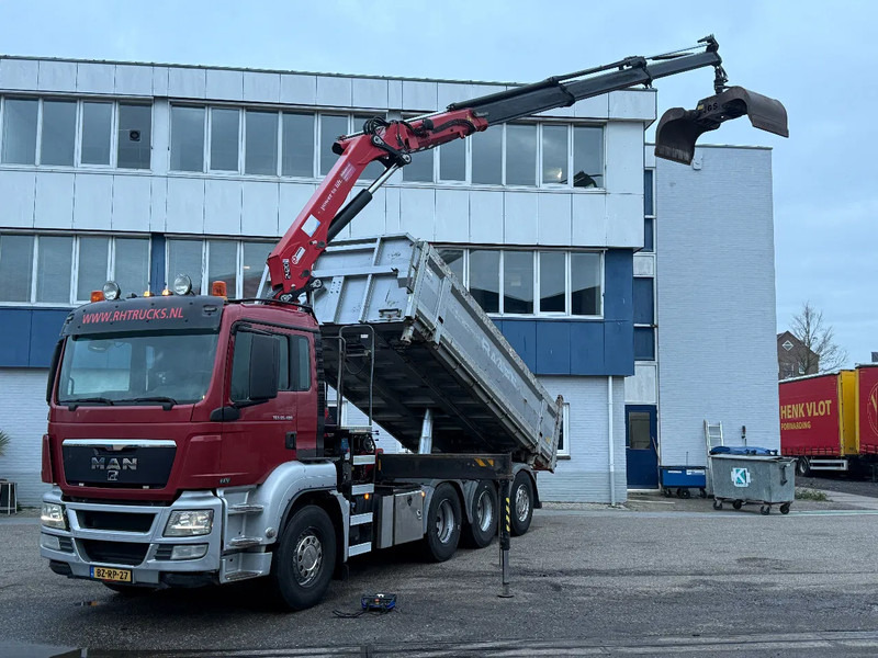 MAN TGS 35.480 8X4 + HMF 2420-K3 REMOTE + TIPPER - Volquete camión, Camión grúa: foto 1 MAN TGS 35.480 8X4 + HMF 2420-K3 REMOTE + TIPPER - Volquete camión, Camión grúa: foto 1