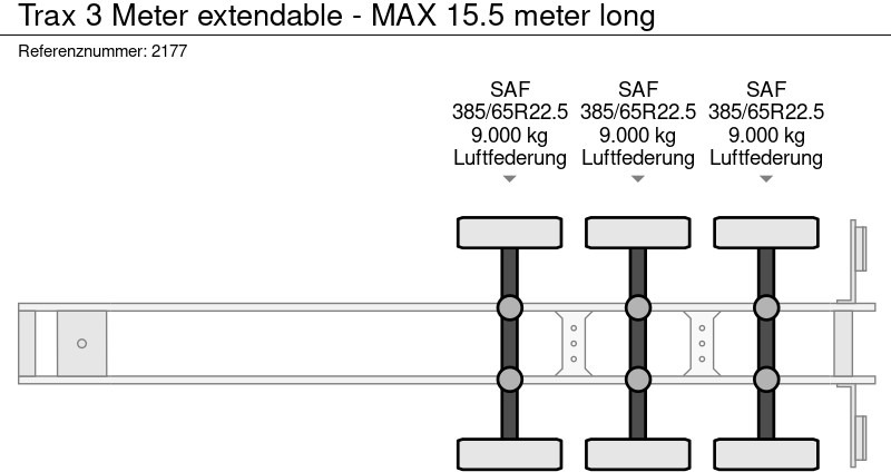 Semirremolque plataforma/ Caja abierta Trax 3 Meter extendable - MAX 15.5 meter long: foto 18