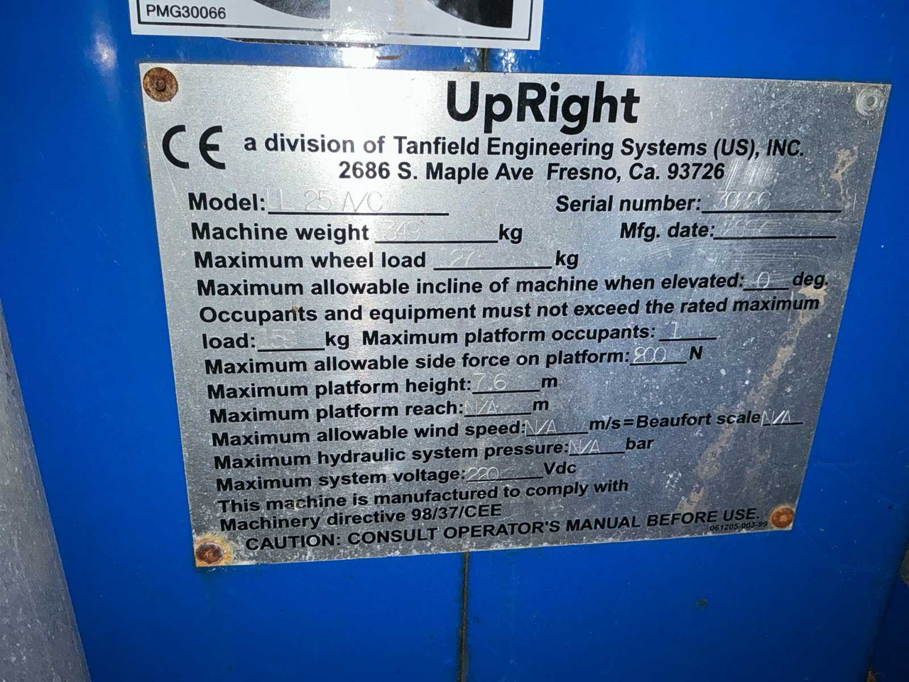 2007 UPRIGHT LL25 A-C AERIAL WORK PLATFORM - Plataforma elevadora: foto 2 2007 UPRIGHT LL25 A-C AERIAL WORK PLATFORM - Plataforma elevadora: foto 2
