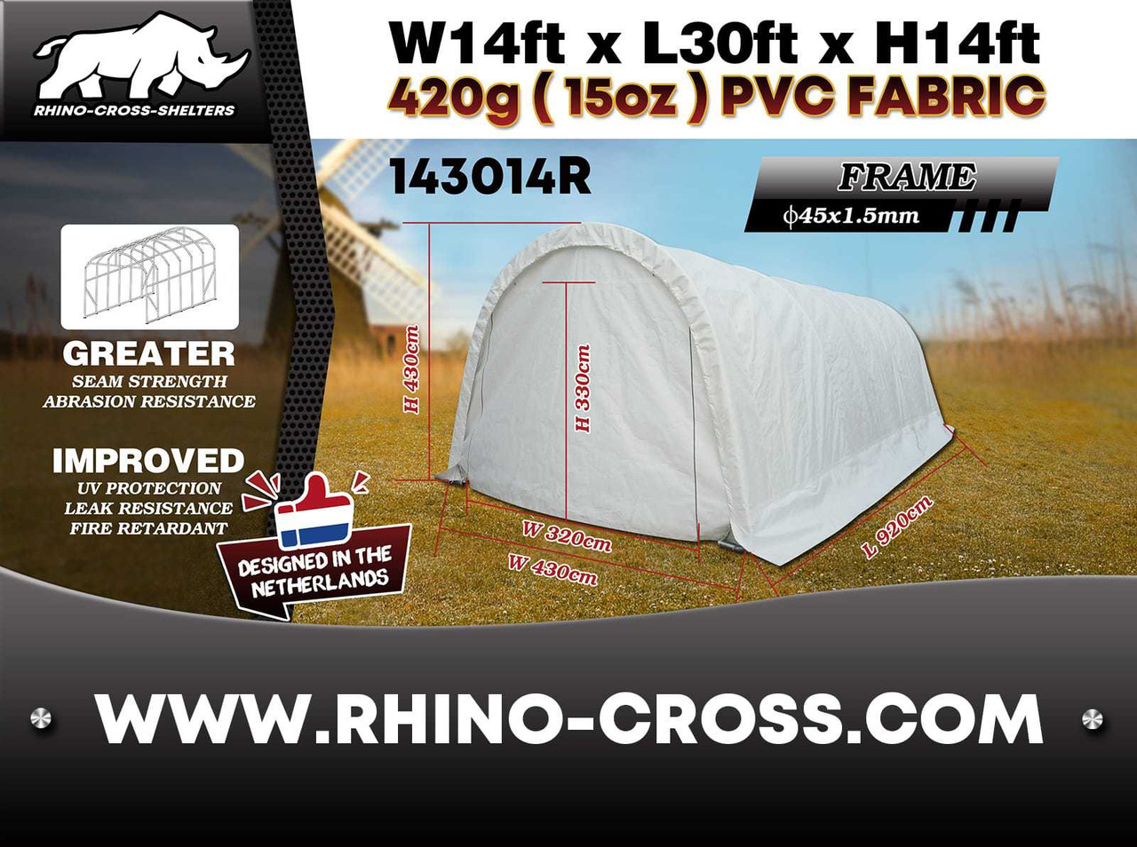 Rhino-Cross-Shelter 143014R - 9,2x4,3x4,3 m - Tanque de almacenamiento: foto 3 Rhino-Cross-Shelter 143014R - 9,2x4,3x4,3 m - Tanque de almacenamiento: foto 3