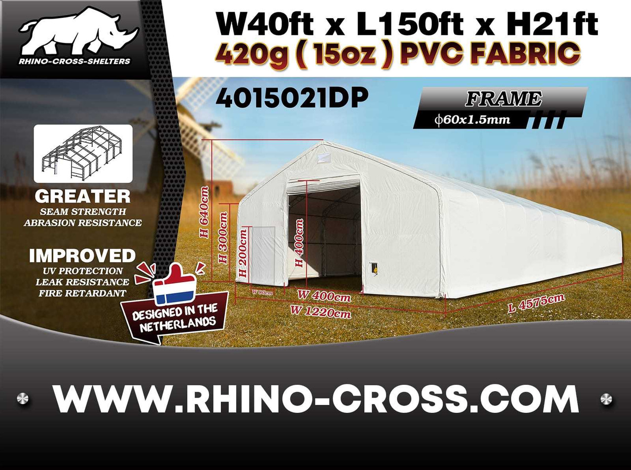 Rhino-Cross-Shelter 4015021DP - 45,75x12,2x6,4 m - Tanque de almacenamiento: foto 2 Rhino-Cross-Shelter 4015021DP - 45,75x12,2x6,4 m - Tanque de almacenamiento: foto 2