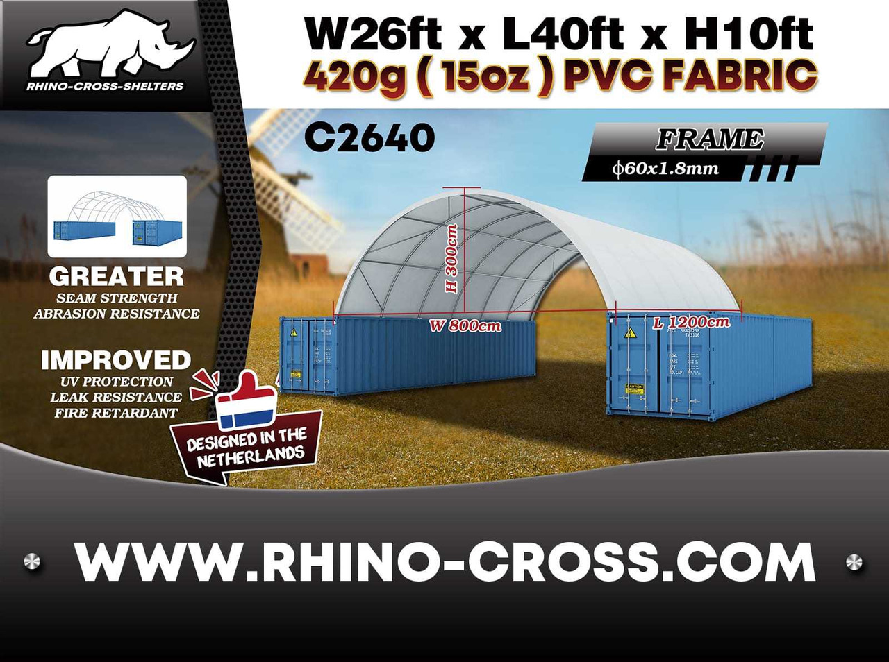 Rhino-Cross-Shelter C2640 - 12x8x3 m - Tanque de almacenamiento: foto 3 Rhino-Cross-Shelter C2640 - 12x8x3 m - Tanque de almacenamiento: foto 3