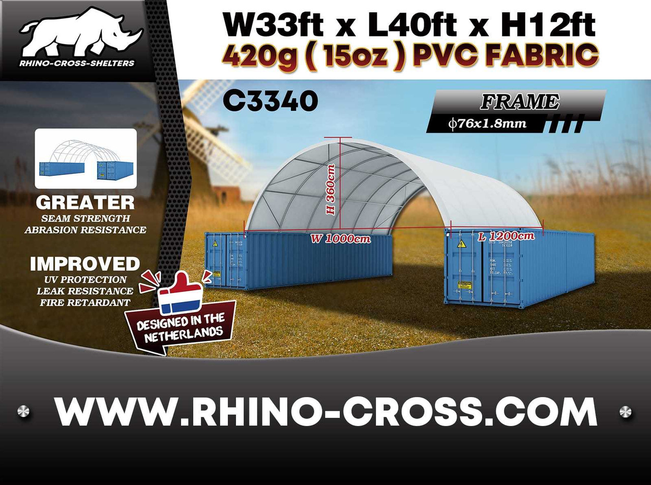 Rhino-Cross-Shelter C3340 - 12x10x3,6 m - Tanque de almacenamiento: foto 3 Rhino-Cross-Shelter C3340 - 12x10x3,6 m - Tanque de almacenamiento: foto 3