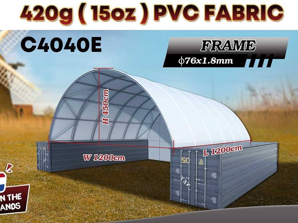 Rhino-Cross-Shelter C4040E - 12x12x4,5 m met eind zeil - Tanque de almacenamiento: foto 3 Rhino-Cross-Shelter C4040E - 12x12x4,5 m met eind zeil - Tanque de almacenamiento: foto 3
