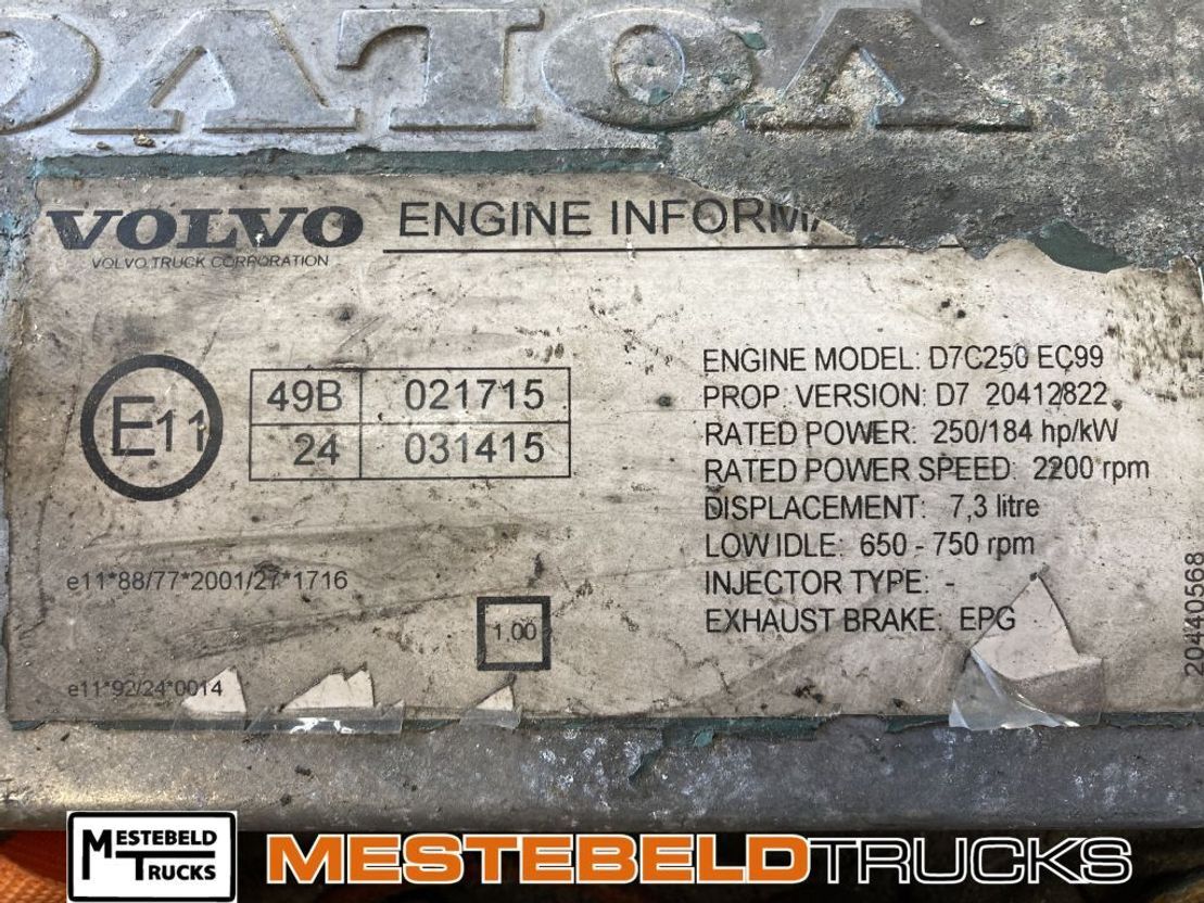 Volvo Motor D7 C 250 EC99 - Motor y piezas para Camión: foto 5 Volvo Motor D7 C 250 EC99 - Motor y piezas para Camión: foto 5