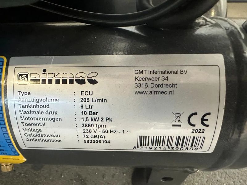 Airmec ECU XSS 228 Olievrije Zuigercompressor 2 PK 205 L / min 10 Bar New - Compresor de aire: foto 3 Airmec ECU XSS 228 Olievrije Zuigercompressor 2 PK 205 L / min 10 Bar New - Compresor de aire: foto 3