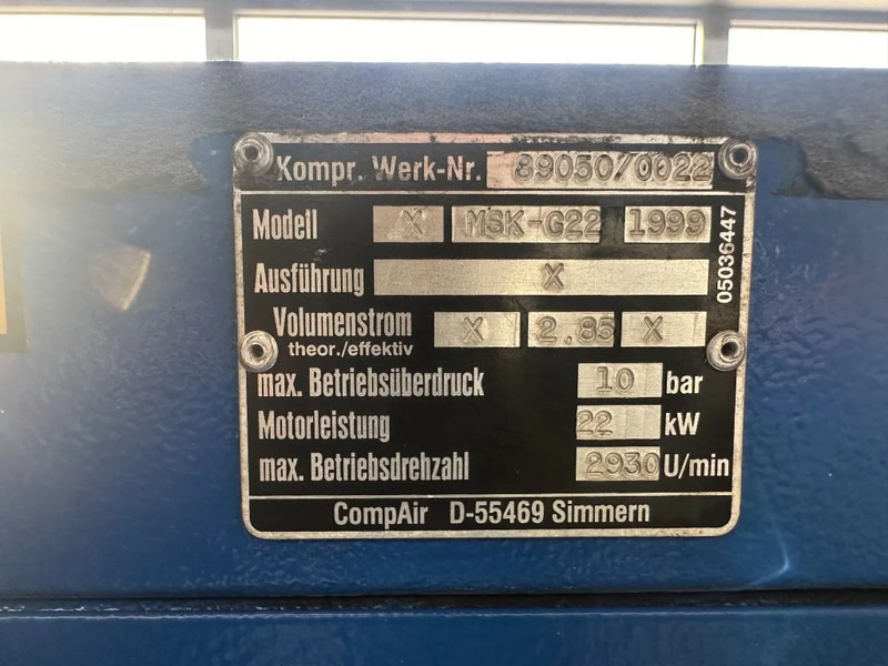 Compair MSK-G22 Elektrische Schroefcompressor 22 kW 3000 L / min 10 Bar - Compresor de aire: foto 3 Compair MSK-G22 Elektrische Schroefcompressor 22 kW 3000 L / min 10 Bar - Compresor de aire: foto 3