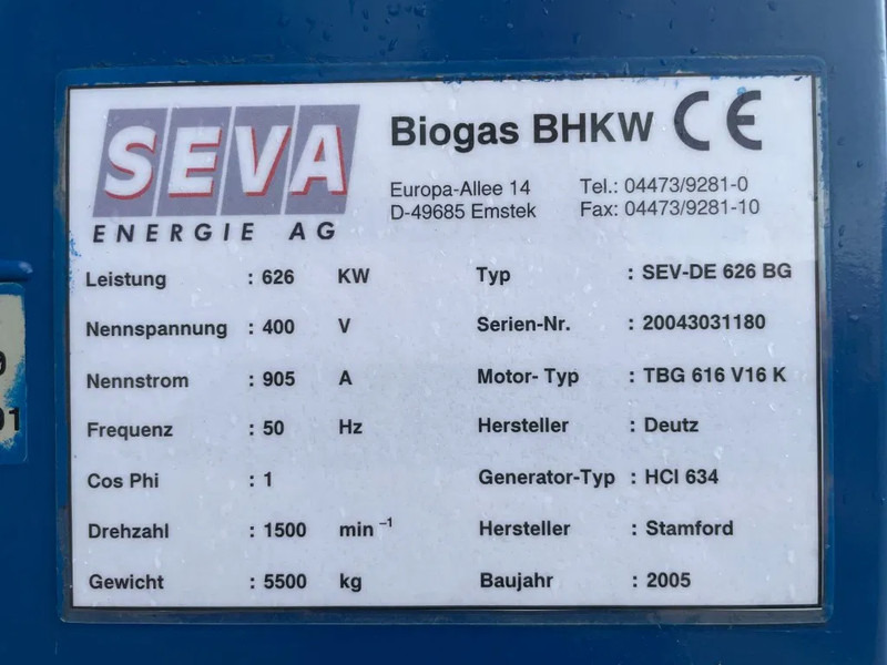 Deutz TBG 616 V16K Gasset 800 / 1110 kVA Stamford generatorset - Generador industriale: foto 5 Deutz TBG 616 V16K Gasset 800 / 1110 kVA Stamford generatorset - Generador industriale: foto 5