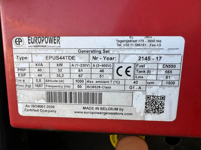Europower EPUS44TDE Kubota Leroy Somer 44 kVA Supersilent Rental generatorset - Generador industriale: foto 5 Europower EPUS44TDE Kubota Leroy Somer 44 kVA Supersilent Rental generatorset - Generador industriale: foto 5