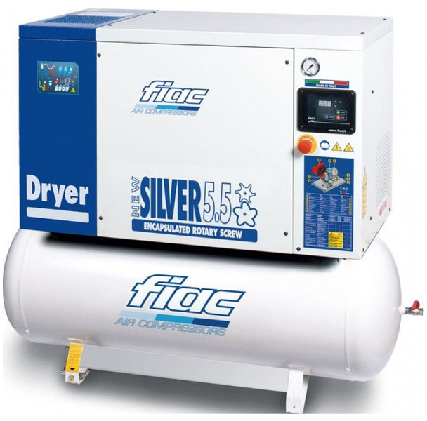 Fiac New Silver D 5.5 / 200 Silent 4 kW 450 L / min 10 Bar Elektrische Schroefcompressor met ketel en droger - Compresor de aire: foto 1 Fiac New Silver D 5.5 / 200 Silent 4 kW 450 L / min 10 Bar Elektrische Schroefcompressor met ketel en droger - Compresor de aire: foto 1