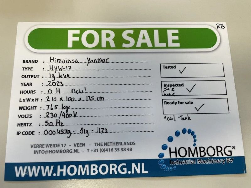 Generador industriale nuevo Himoinsa HYW-17 Yanmar Stamford 19 kVA Supersilent Stage 5 Generatorset Nieuw !: foto 18 Generador industriale nuevo Himoinsa HYW-17 Yanmar Stamford 19 kVA Supersilent Stage 5 Generatorset Nieuw !: foto 18