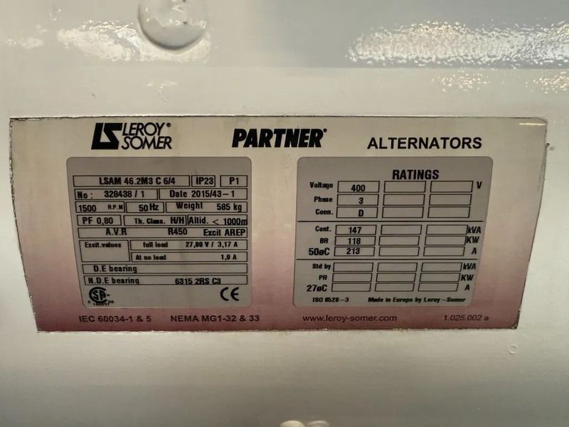 Leroy Somer LSAM 46.2M3 C 6/4 Generatordeel 150 kVA Alternator New overstock ! - Generador industriale: foto 4 Leroy Somer LSAM 46.2M3 C 6/4 Generatordeel 150 kVA Alternator New overstock ! - Generador industriale: foto 4