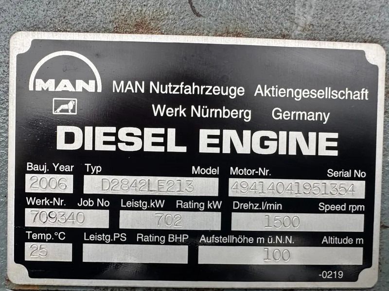 MAN MAN D2842 LE 213 met Leroy Somer 800 kVA Silent generatorset as New ! 410 hours ! - Generador industriale: foto 3 MAN MAN D2842 LE 213 met Leroy Somer 800 kVA Silent generatorset as New ! 410 hours ! - Generador industriale: foto 3