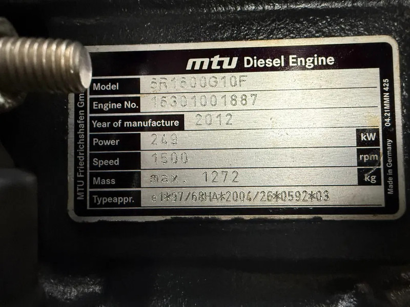 Generador industriale MTU 6R1600 G10F Himoinsa Mecc Alte Spa 315 kVA Silent generatorset Stage 3A: foto 5 Generador industriale MTU 6R1600 G10F Himoinsa Mecc Alte Spa 315 kVA Silent generatorset Stage 3A: foto 5