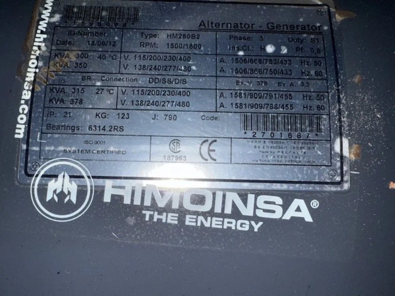 Generador industriale MTU 6R1600 G10F Himoinsa Mecc Alte Spa 315 kVA Silent generatorset Stage 3A: foto 18 Generador industriale MTU 6R1600 G10F Himoinsa Mecc Alte Spa 315 kVA Silent generatorset Stage 3A: foto 18