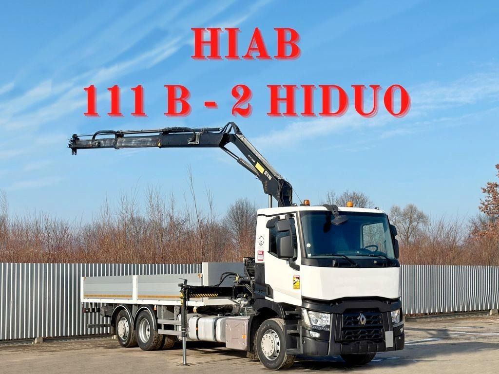 Renault T 380 * HIAB 111 B - 2 HIDUO + FUNK / 6x2! - Camión grúa, Camión caja abierta: foto 1 Renault T 380 * HIAB 111 B - 2 HIDUO + FUNK / 6x2! - Camión grúa, Camión caja abierta: foto 1