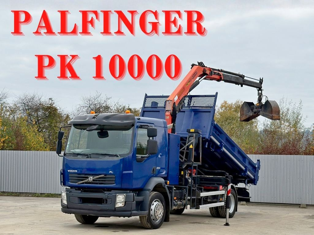 Volvo FL280 KIPPER 4,35m * PALFINGER PK 10000 + FUNK - Volquete camión, Camión grúa: foto 1 Volvo FL280 KIPPER 4,35m * PALFINGER PK 10000 + FUNK - Volquete camión, Camión grúa: foto 1