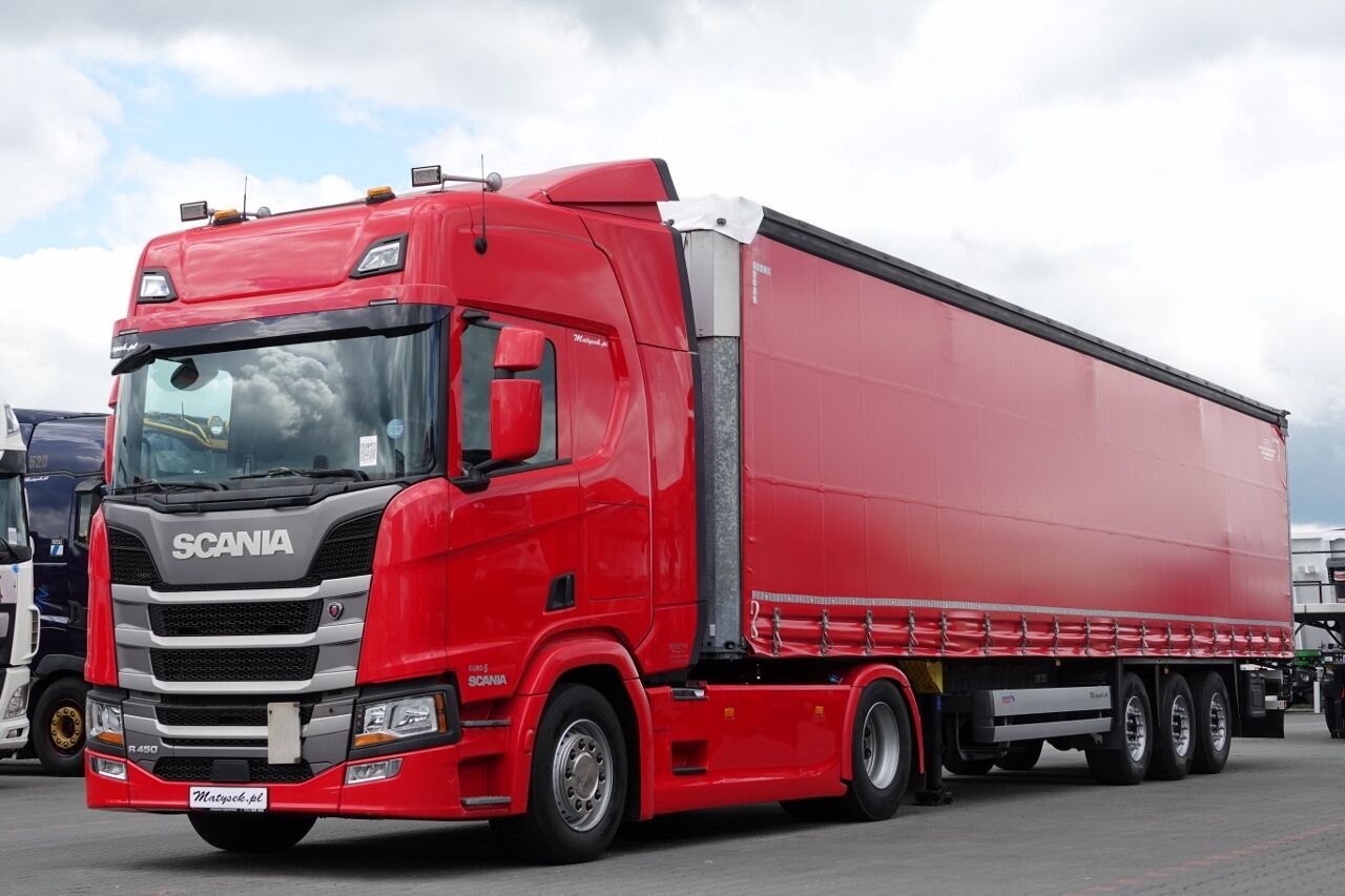 Scania R 450 / OPONY 100% / 2021 ROK / ZESTAW / FIRANKA / MULDA DO STAL - Cabeza tractora: foto 1 Scania R 450 / OPONY 100% / 2021 ROK / ZESTAW / FIRANKA / MULDA DO STAL - Cabeza tractora: foto 1
