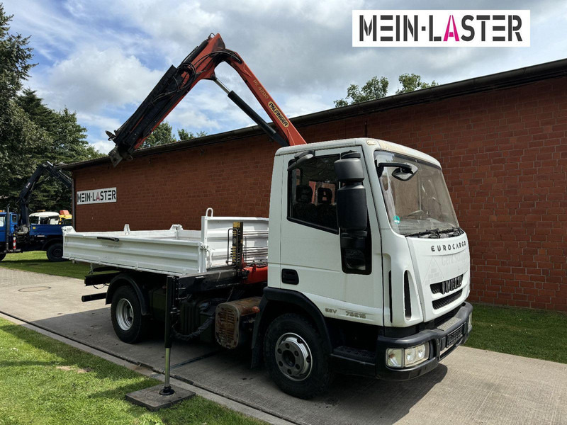 Iveco ML75E16 3-Way Meiller Tipper Crane Palfinger PK 4200 - Volquete camión, Camión grúa: foto 1 Iveco ML75E16 3-Way Meiller Tipper Crane Palfinger PK 4200 - Volquete camión, Camión grúa: foto 1