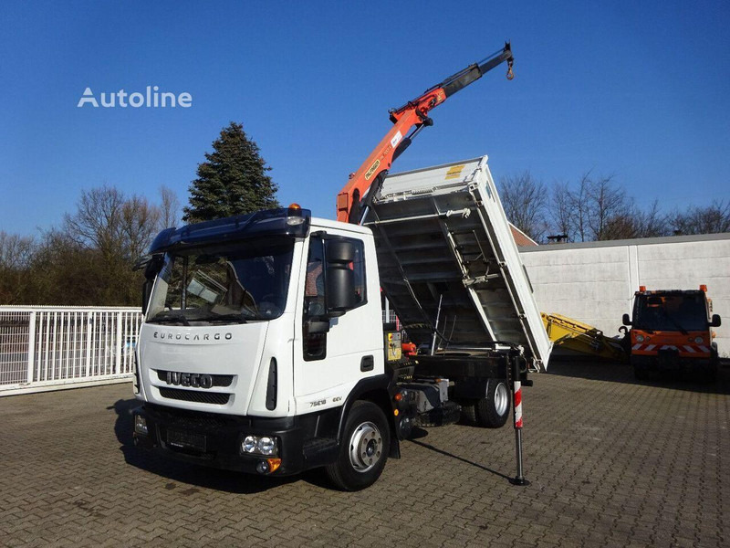 Iveco ML75E18K - 3 way tipper+crane - Volquete camión, Camión grúa: foto 1 Iveco ML75E18K - 3 way tipper+crane - Volquete camión, Camión grúa: foto 1