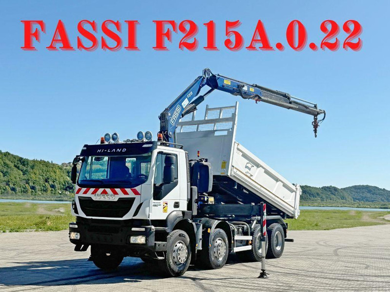 Iveco TRAKKER 450 * FASSI F215A.0.22 + FUNK / 8x4 *TOP - Volquete camión, Camión grúa: foto 1 Iveco TRAKKER 450 * FASSI F215A.0.22 + FUNK / 8x4 *TOP - Volquete camión, Camión grúa: foto 1