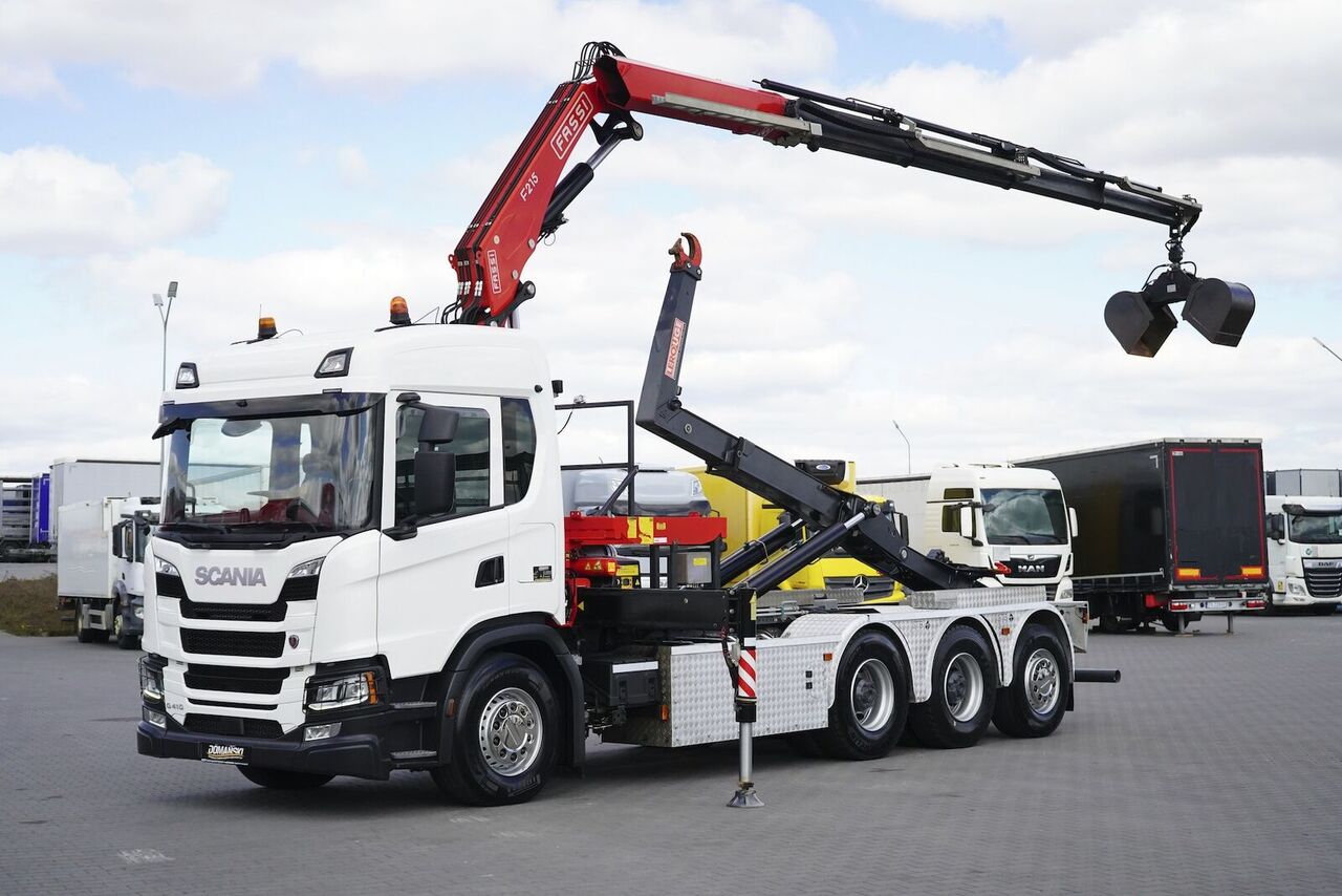 Scania G 410 / E 6 / 8 X 4 / HDS + HAKOWIEC / TRIDEM / CNG / RETARDER / - Multibasculante camión, Camión grúa: foto 1 Scania G 410 / E 6 / 8 X 4 / HDS + HAKOWIEC / TRIDEM / CNG / RETARDER / - Multibasculante camión, Camión grúa: foto 1